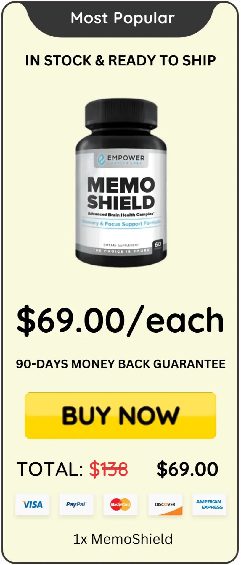 MemoShield offer price